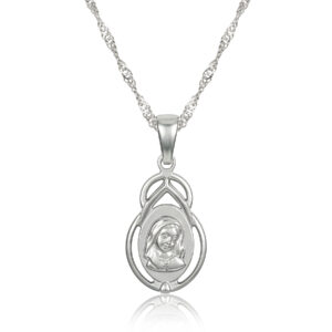 Srebrny naszyjnik z Medalikiem, zestaw o próbie 925 - kropla z Matką Boską